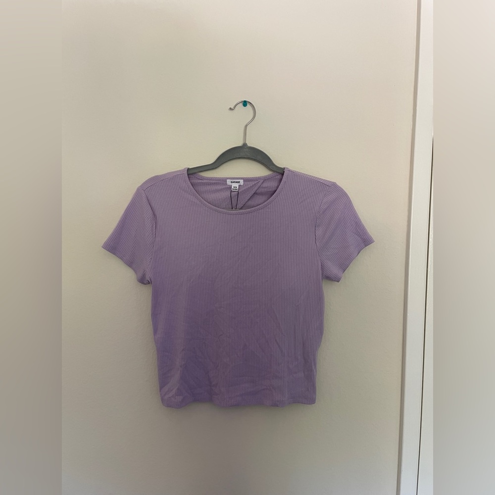 Garage Purple Backless Short Sleeve Top